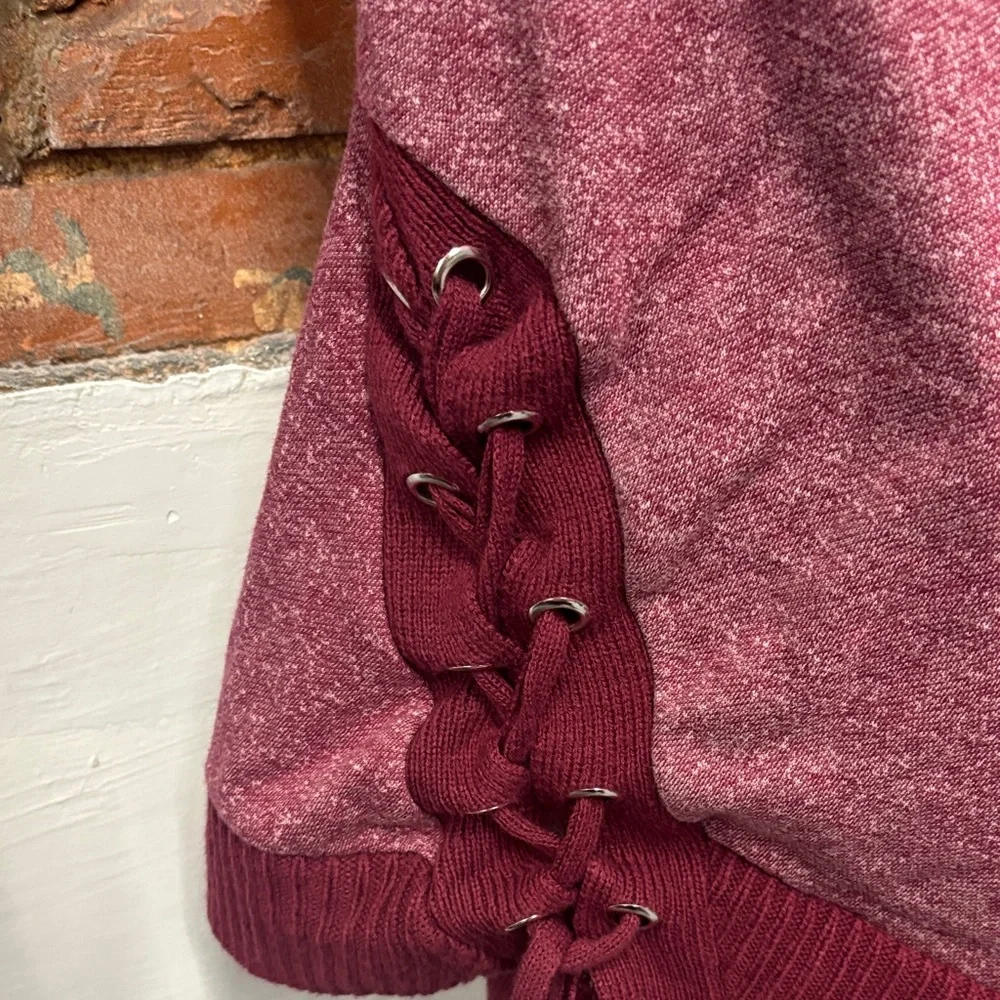 Maurices Maroon Lace Up‎ Detail Sweatshirt Pullover Size 4X